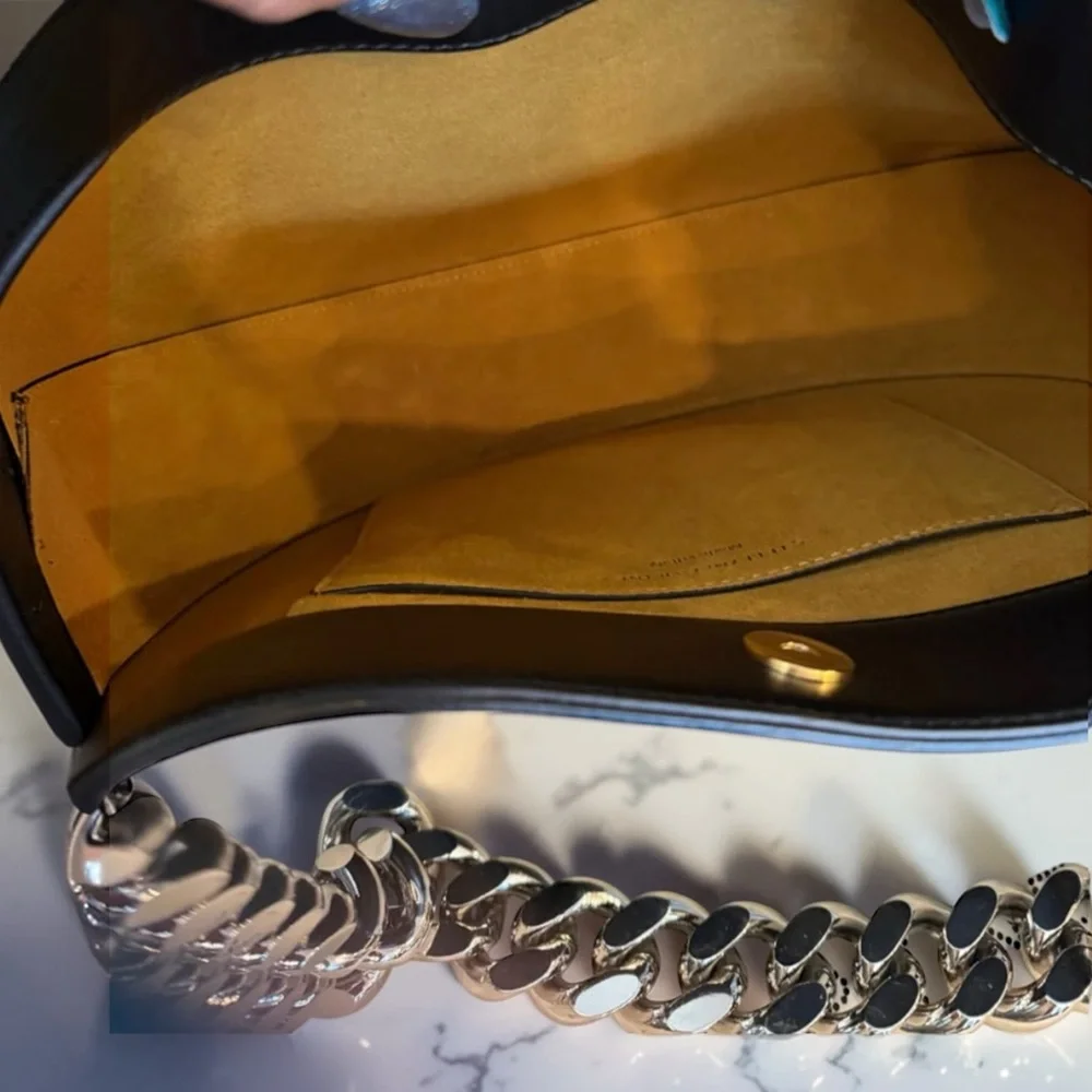 Stella McCartney Frayme Shoulder Bag Black Mixed Chain Vegan Leather - Picture 6 of 6